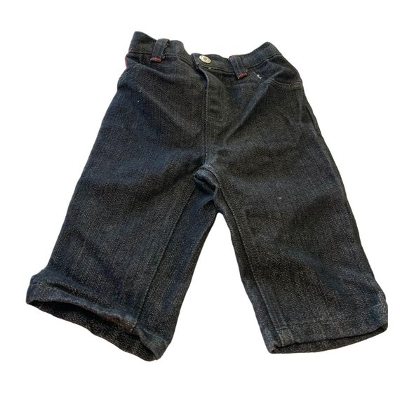 Rocawear Boys Infant Baby 3 6 months Black Dark Denim Jeans red embroidered pock - Picture 2 of 3